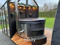 Wood fired Hot tub ELITE SPA delux Hydro + LED + SPA leather cover