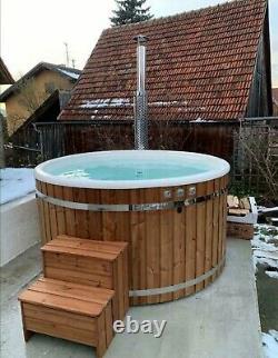 Wood fired Hot tub ELITE delux Hydro massage + LED system + SPA leather cover